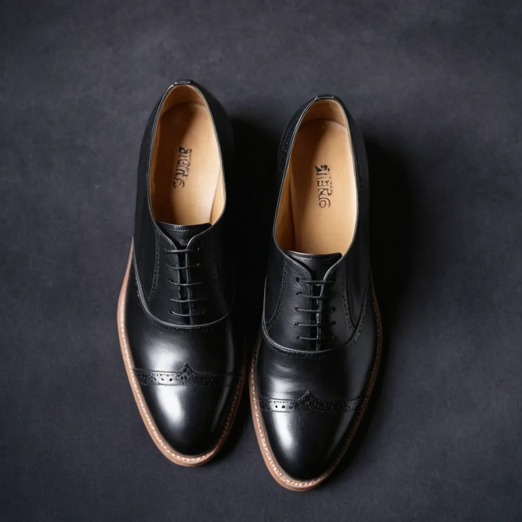 detailed photo of black oxfords
