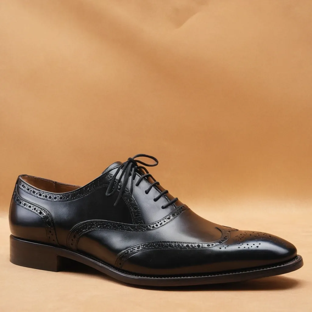 detailed photo of black oxfords