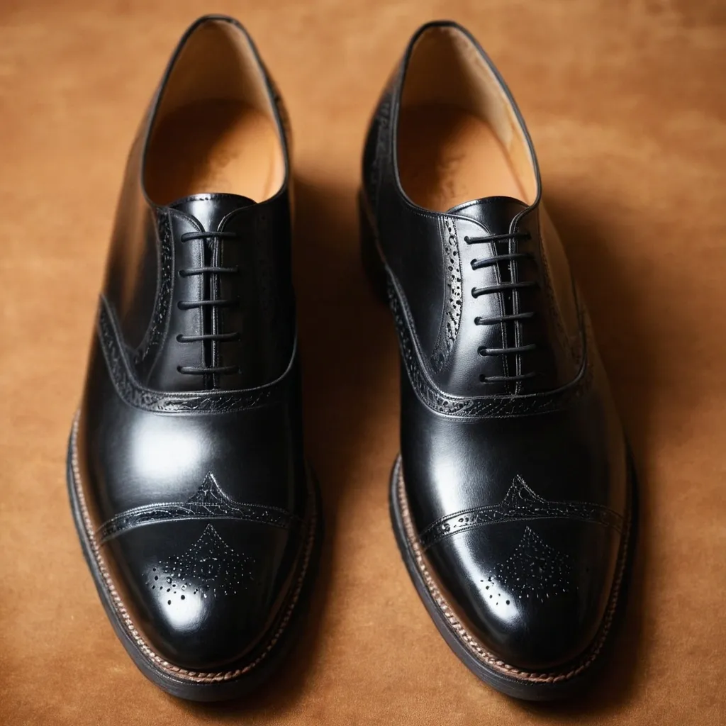 detailed photo of black oxfords