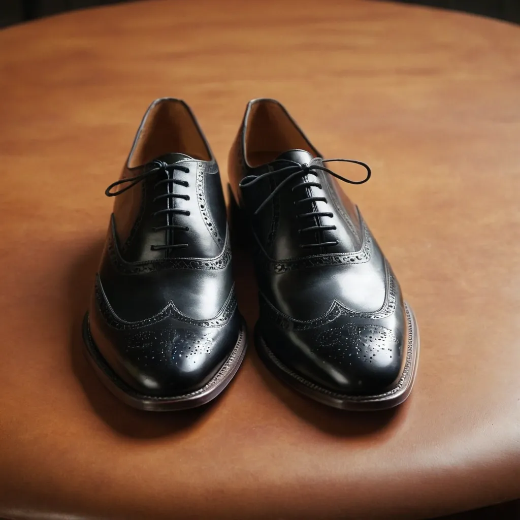 detailed photo of black oxfords