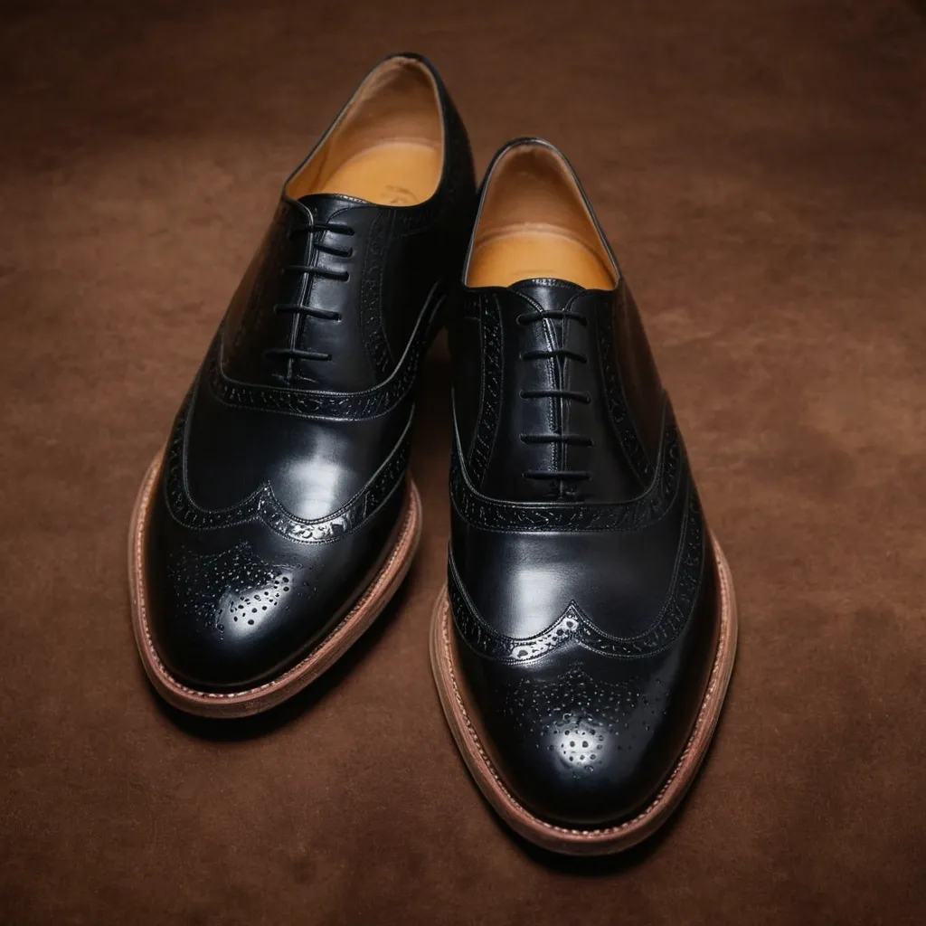 detailed photo of black oxfords