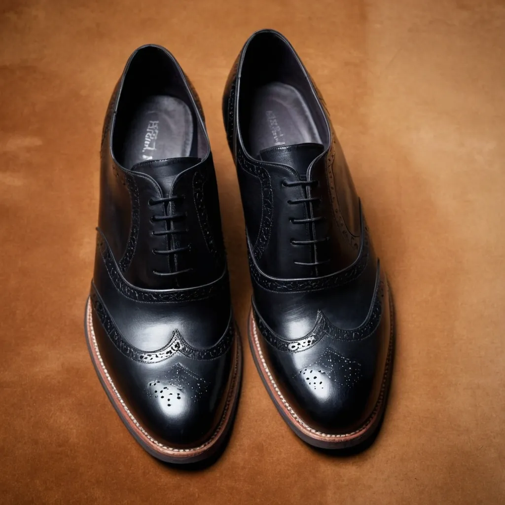 detailed photo of black oxfords