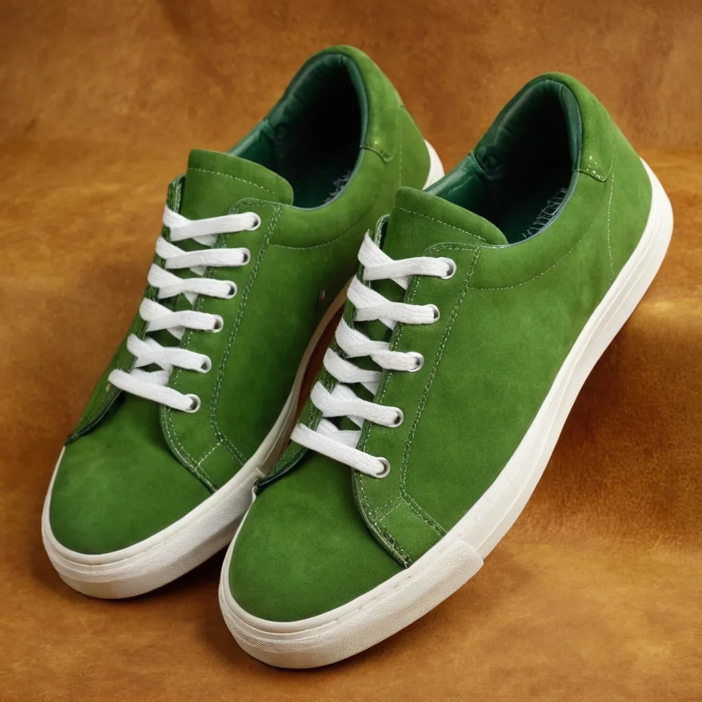 detailed photo of green sneakers