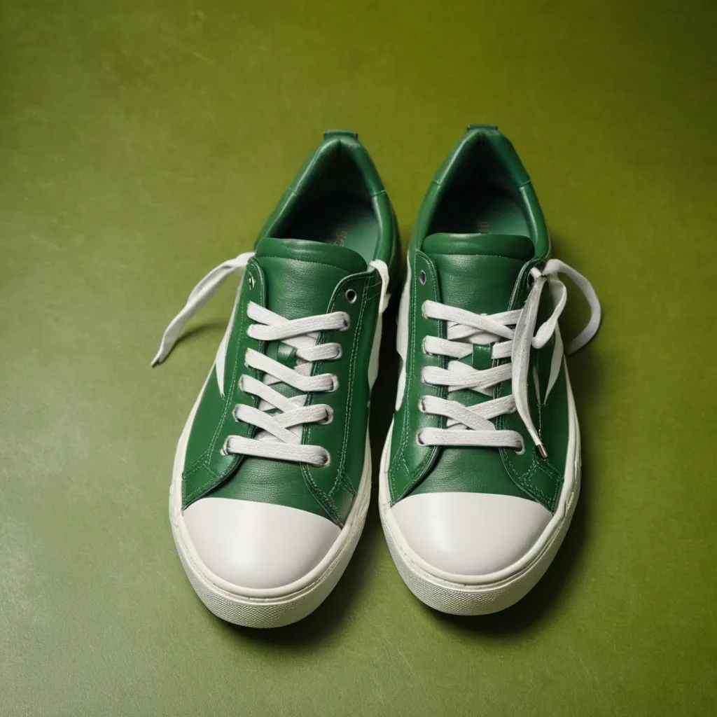 detailed photo of green sneakers