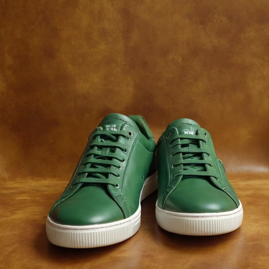 detailed photo of green sneakers
