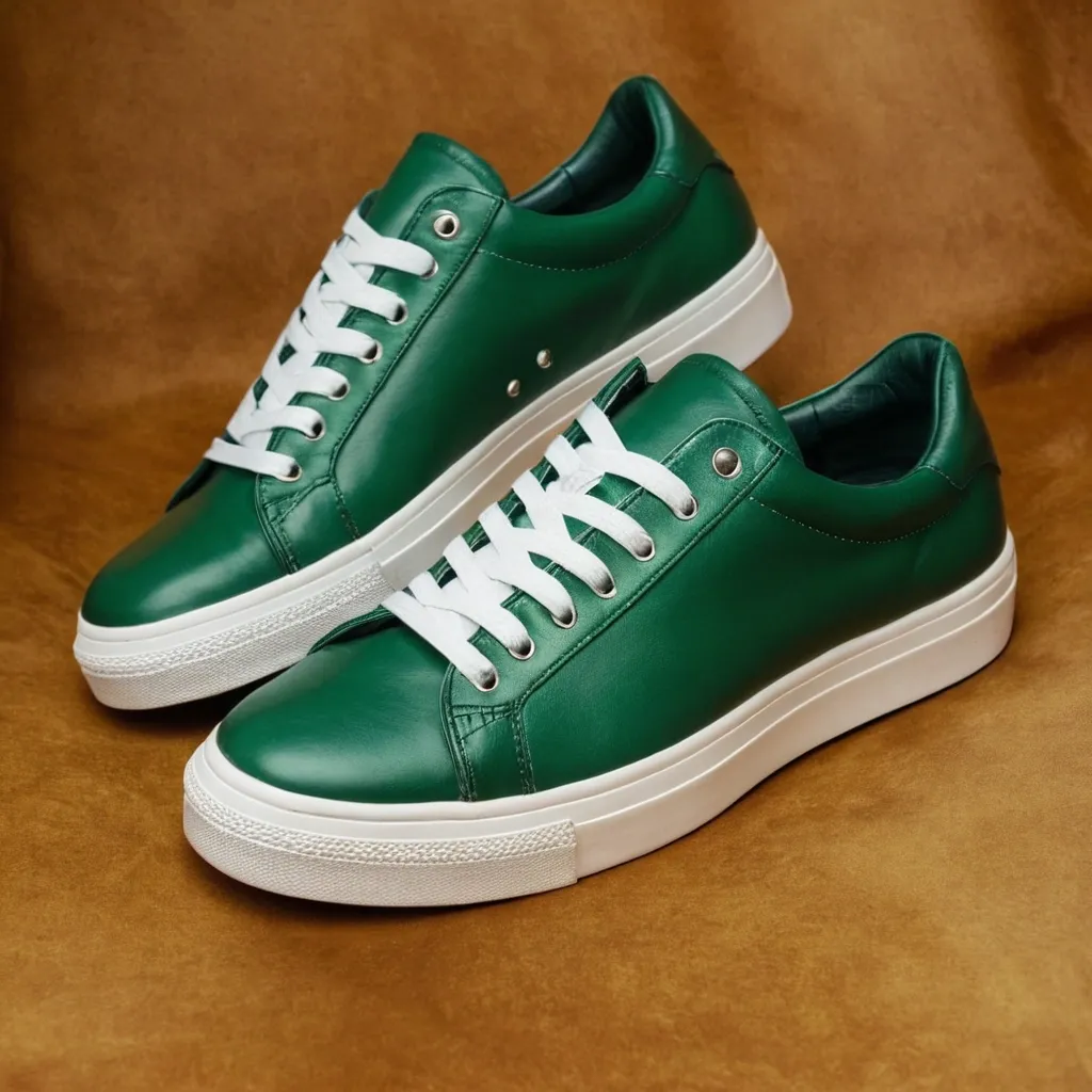 detailed photo of green sneakers