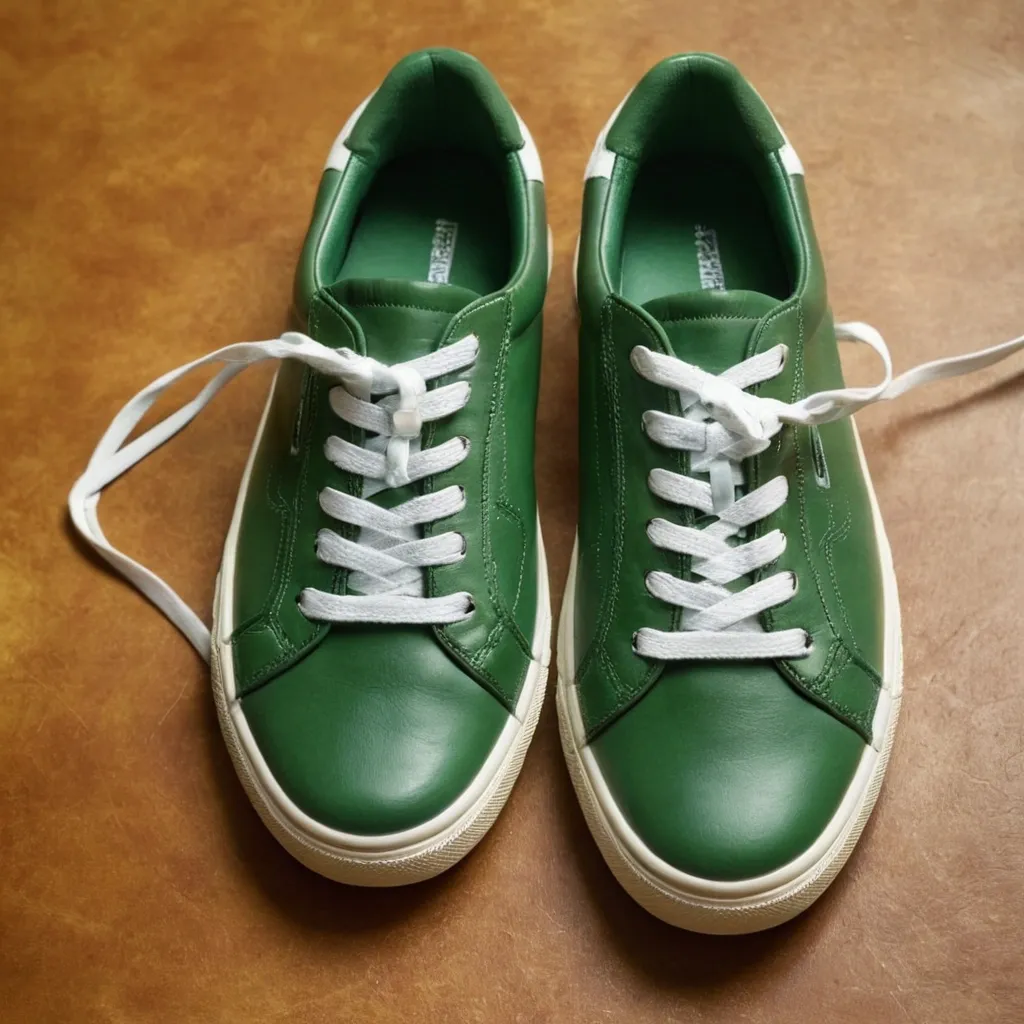 detailed photo of green sneakers