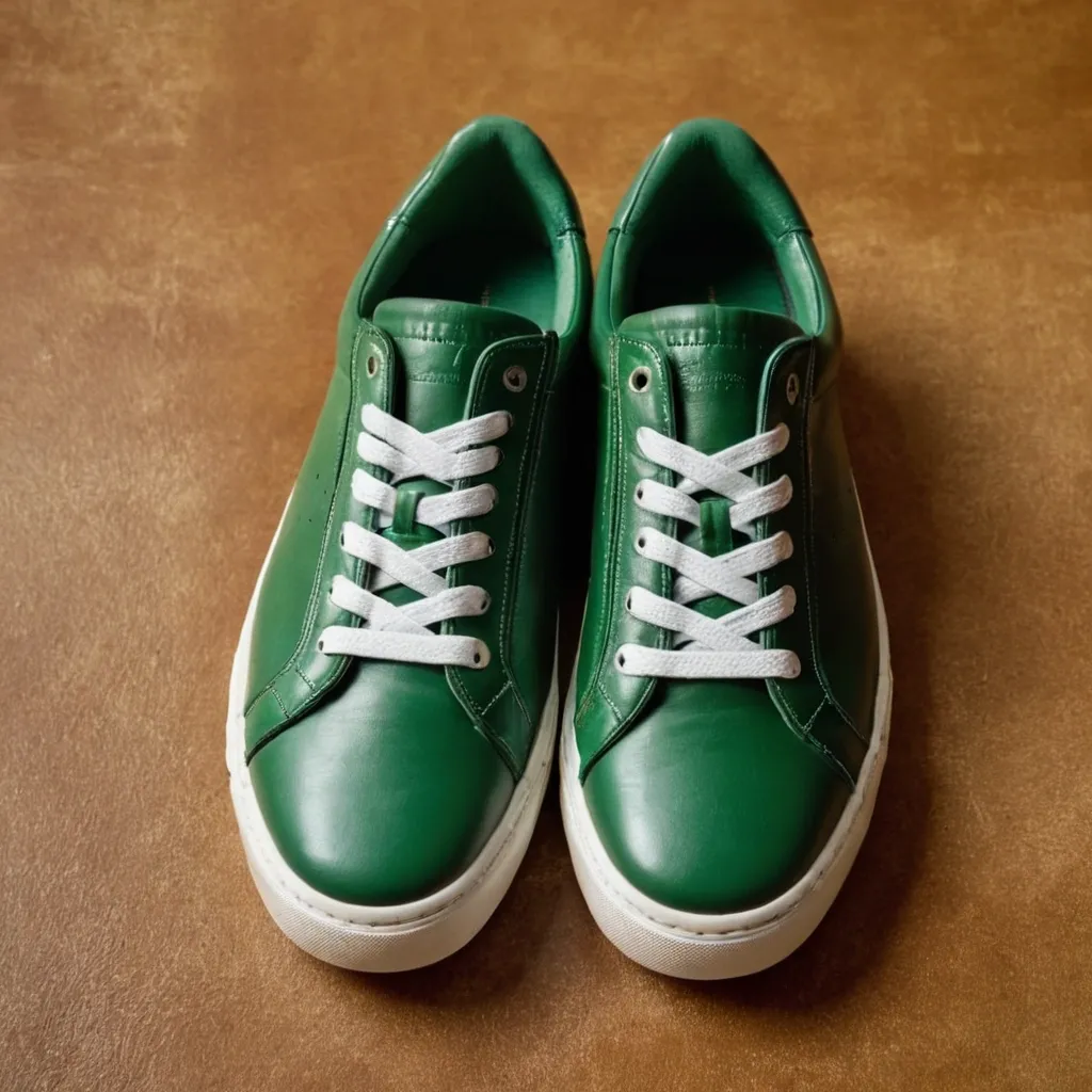 detailed photo of green sneakers