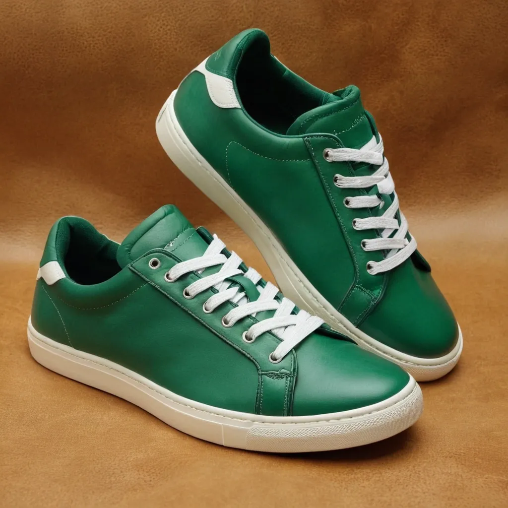 detailed photo of green sneakers