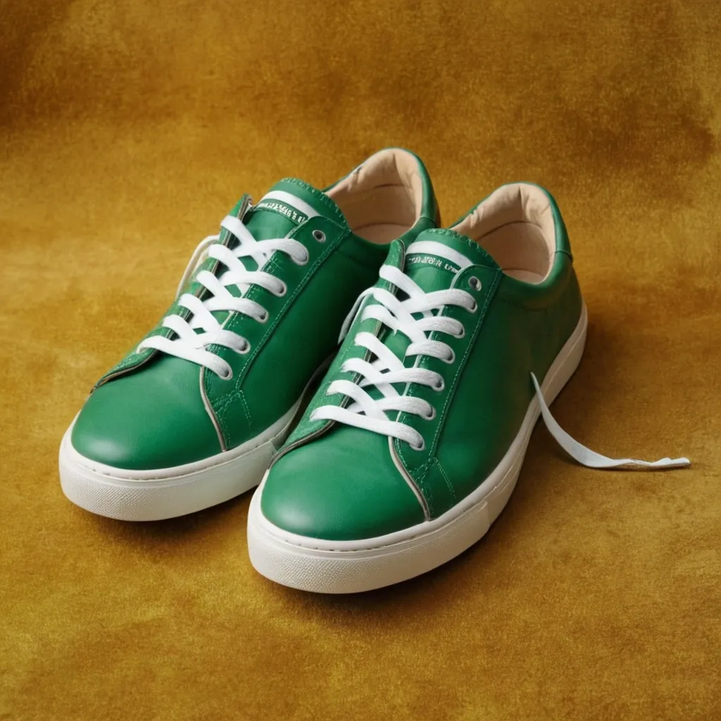 detailed photo of green sneakers