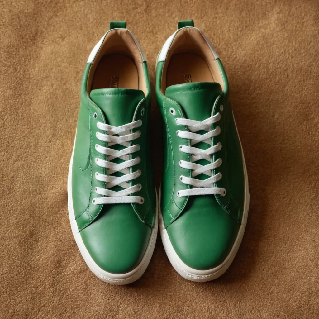 detailed photo of green sneakers