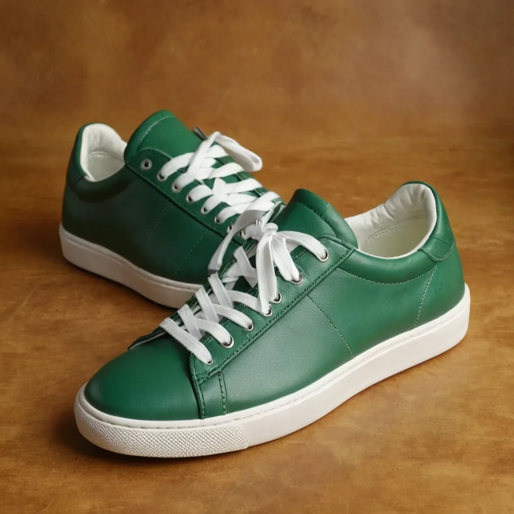 detailed photo of green sneakers