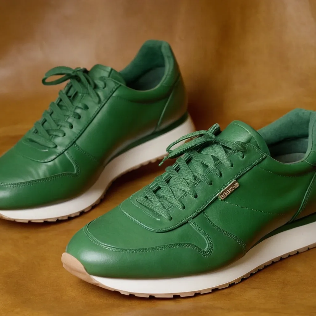 detailed photo of green sneakers