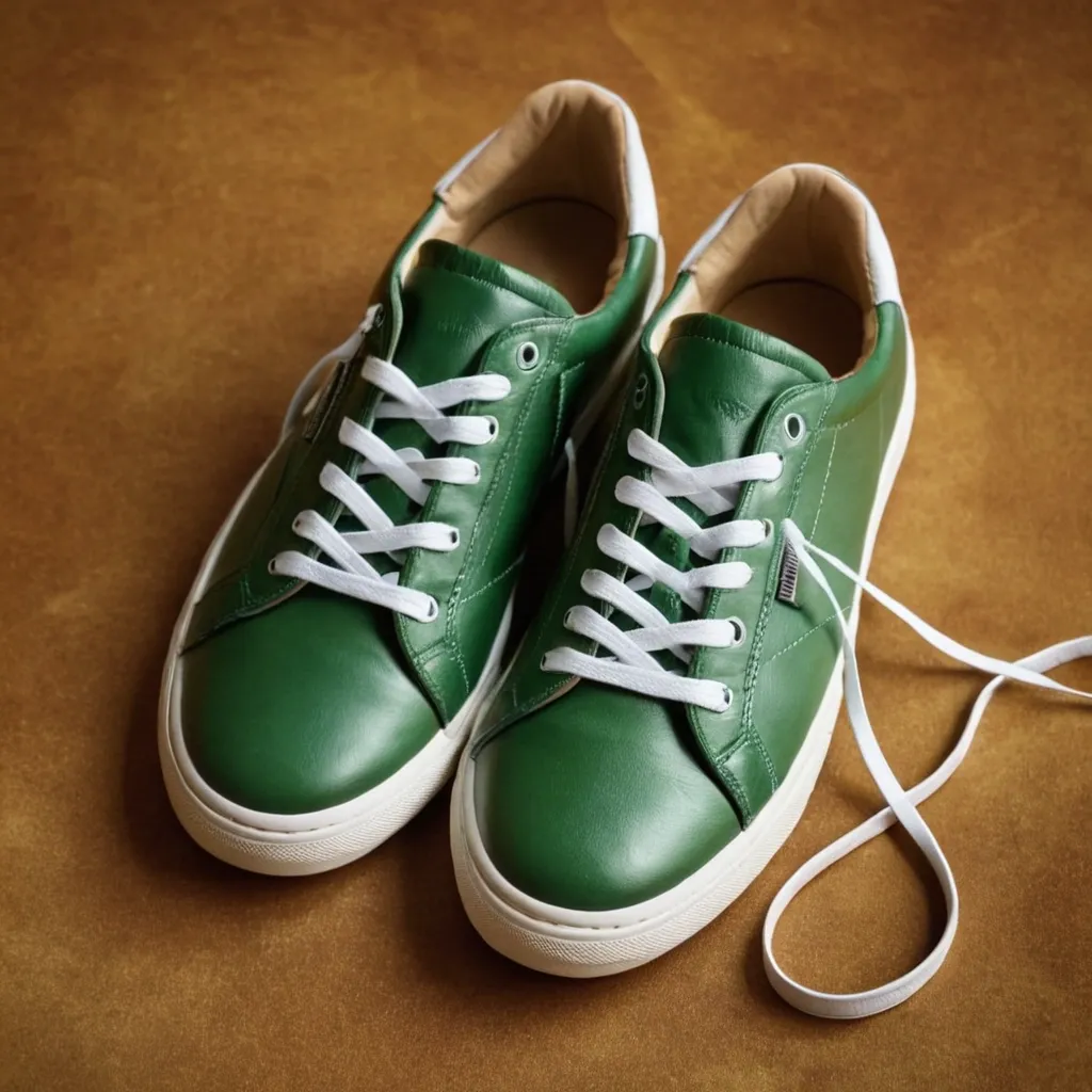 detailed photo of green sneakers