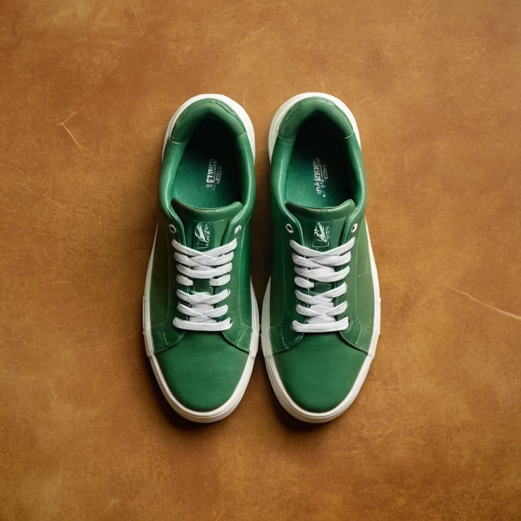 detailed photo of green sneakers
