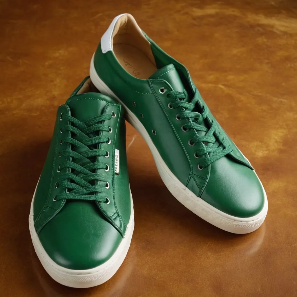 detailed photo of green sneakers