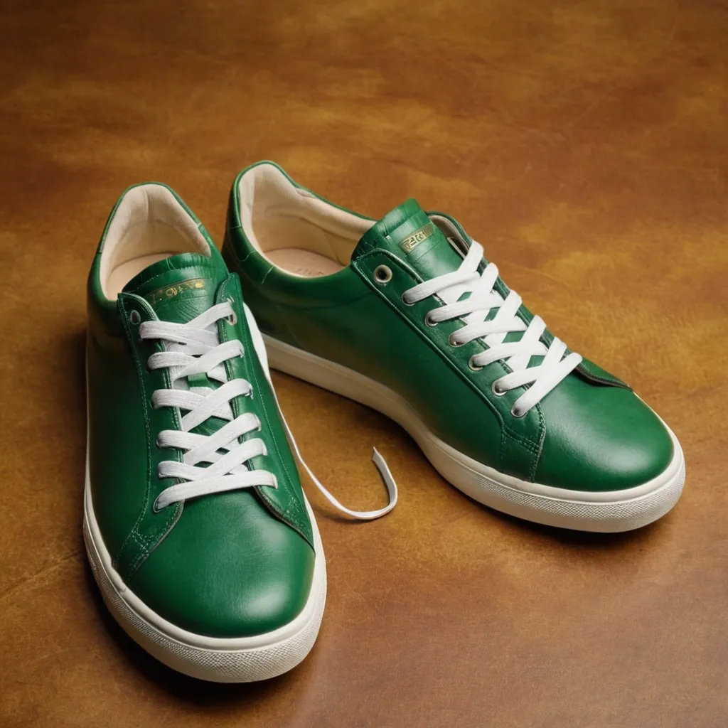 detailed photo of green sneakers