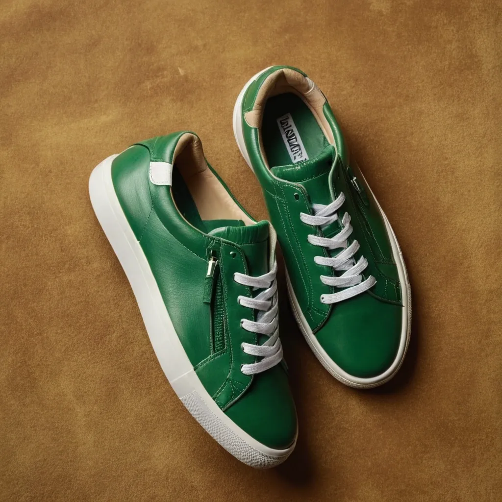 detailed photo of green sneakers
