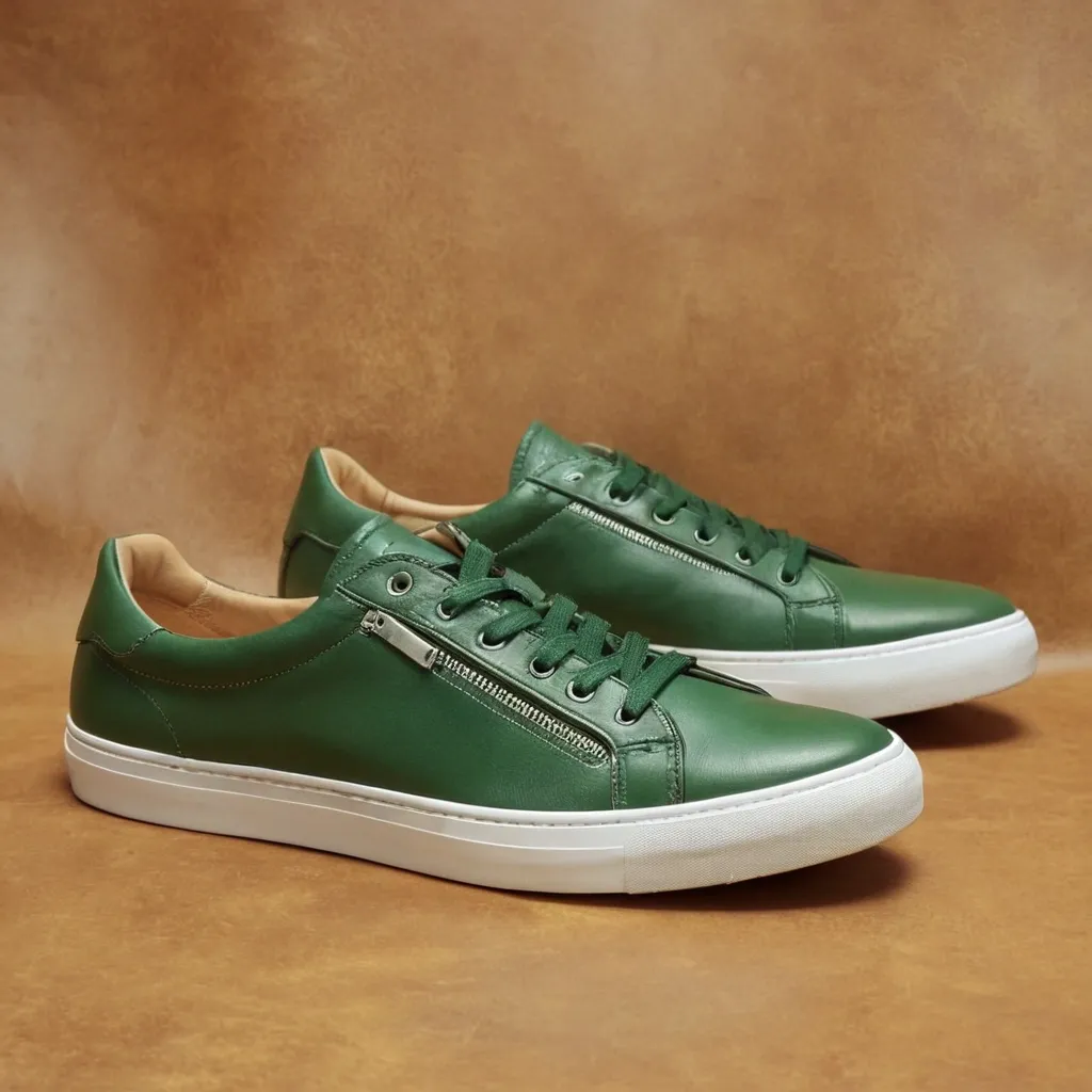 detailed photo of green sneakers