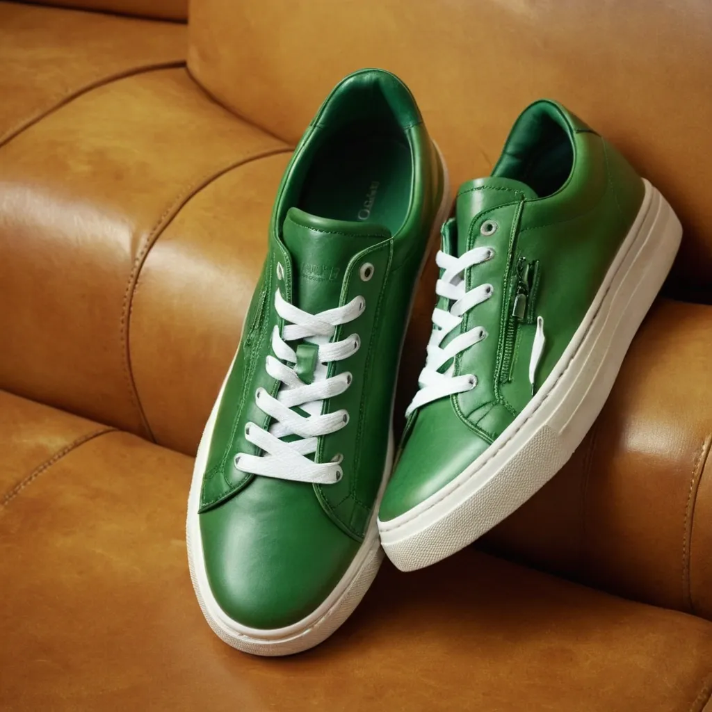 detailed photo of green sneakers