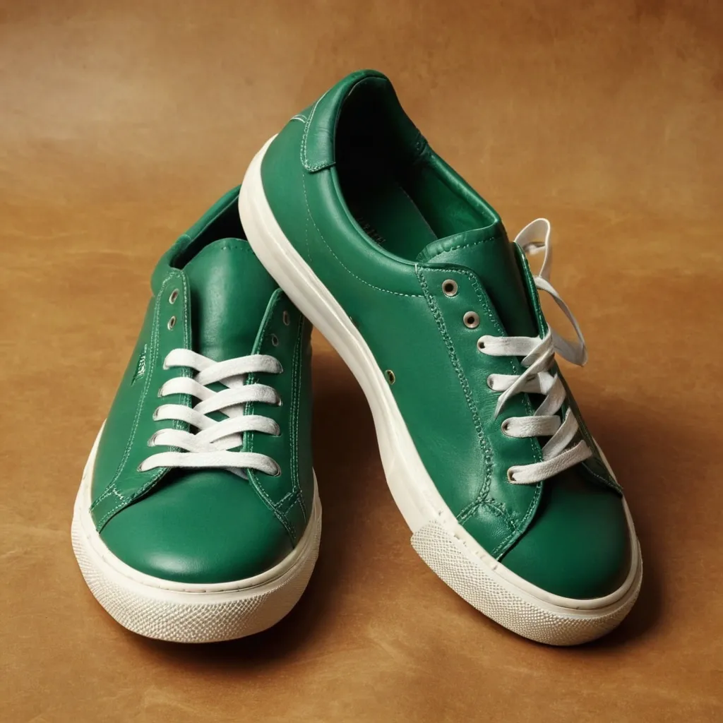 detailed photo of green sneakers