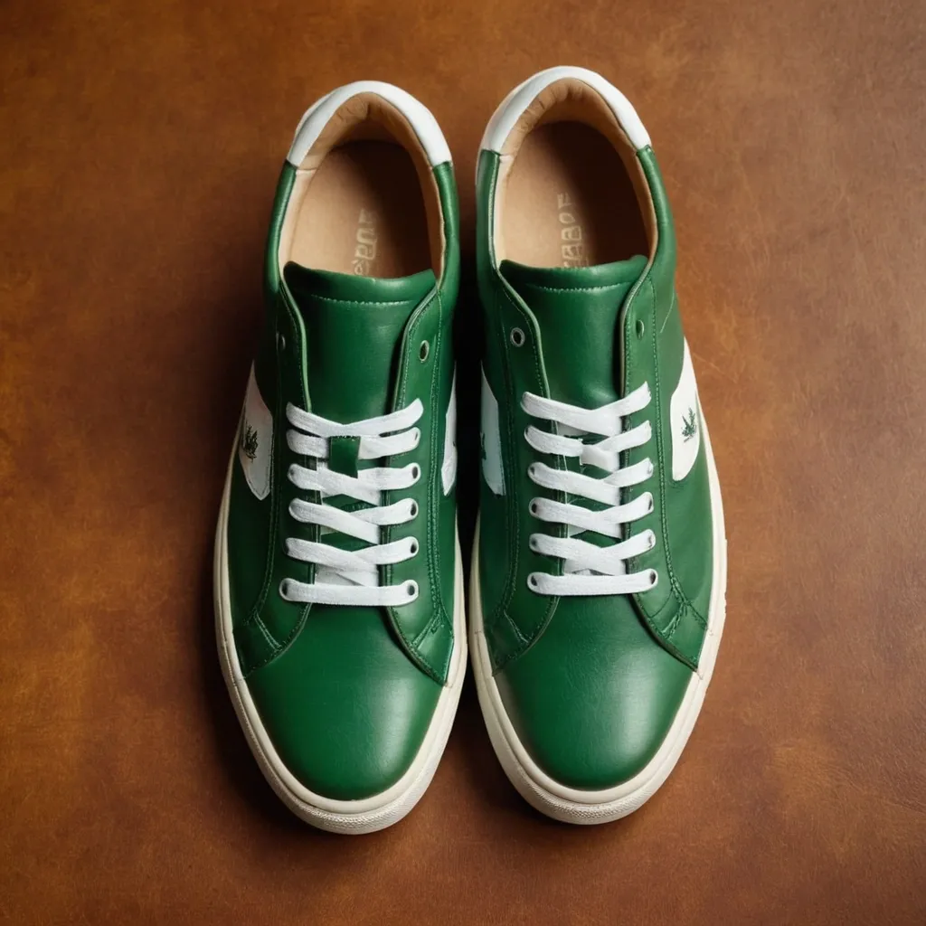 detailed photo of green sneakers