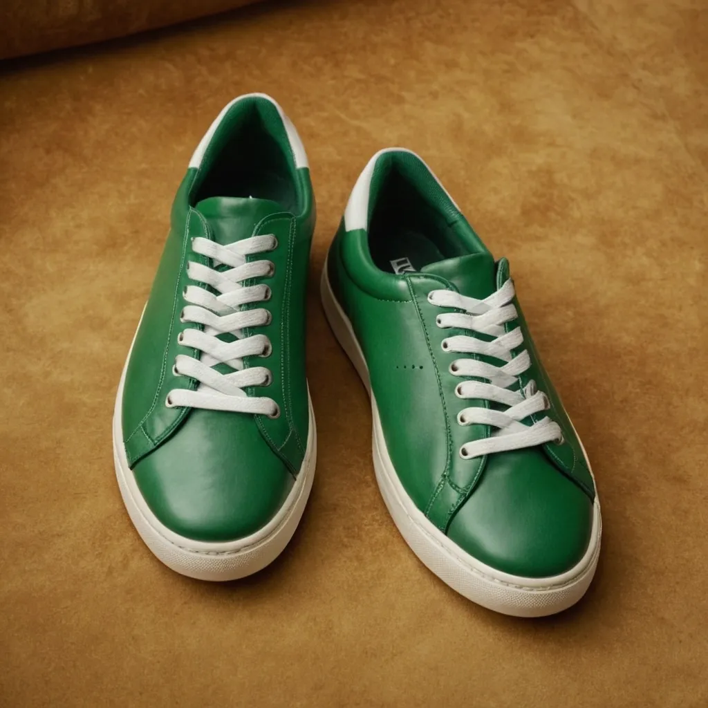 detailed photo of green sneakers