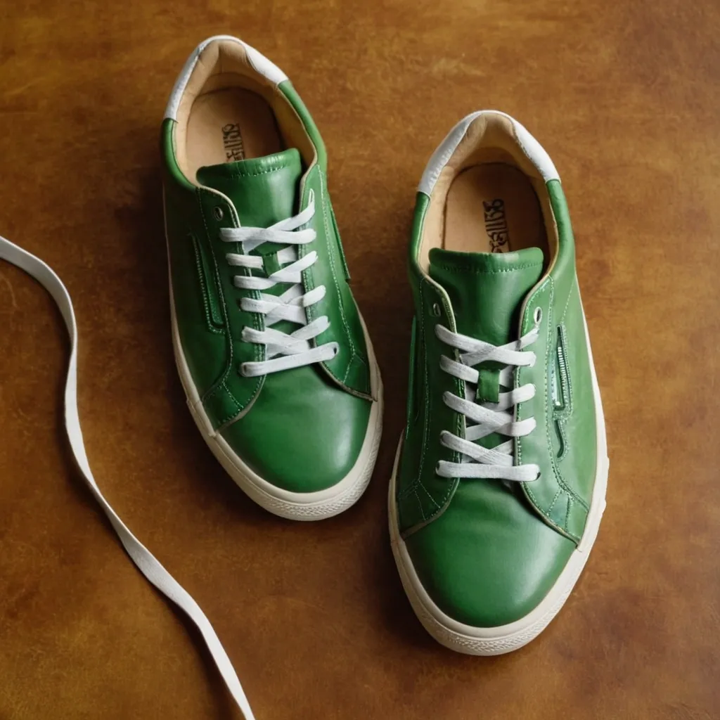 detailed photo of green sneakers
