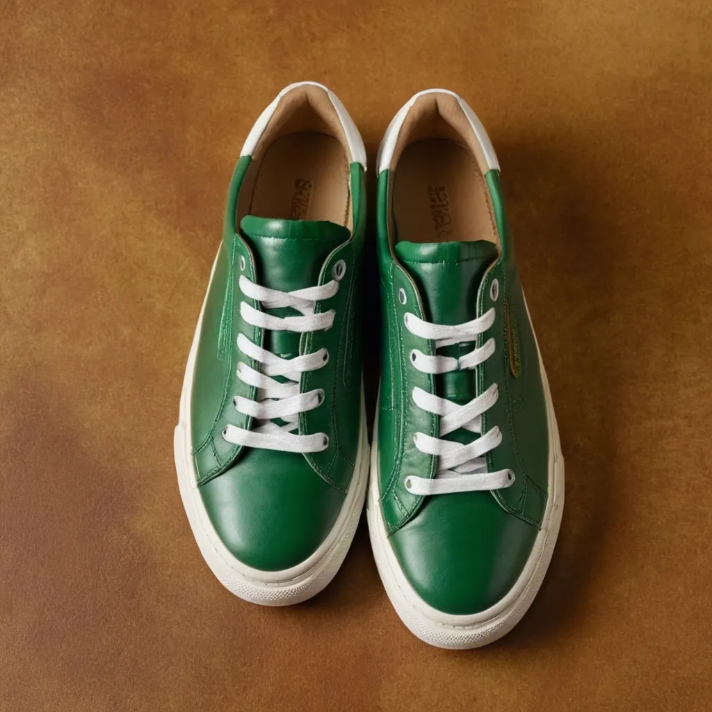 detailed photo of green sneakers