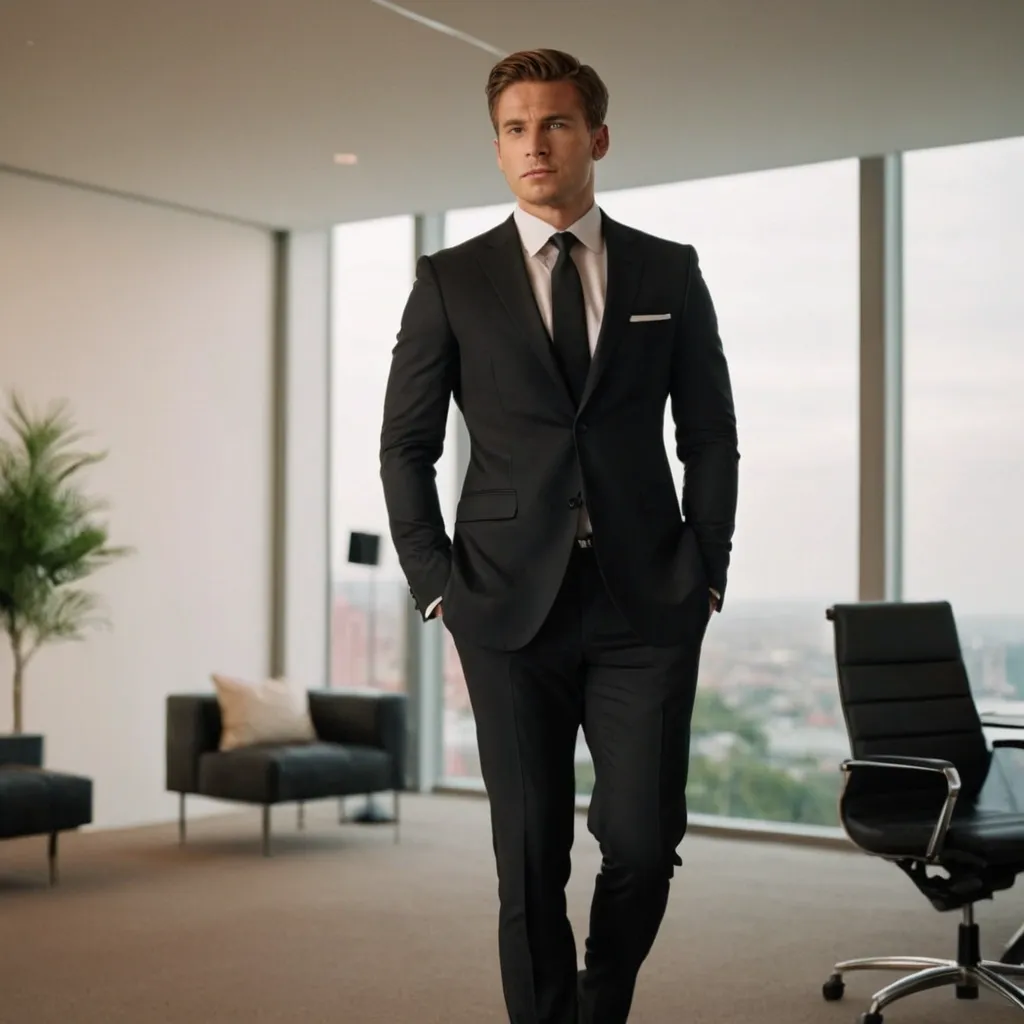 detailed photo of mens black suit