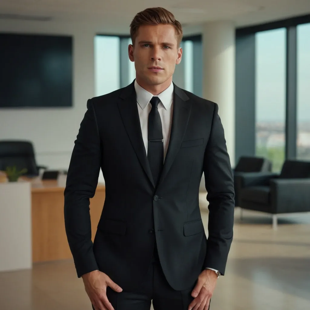 detailed photo of mens black suit