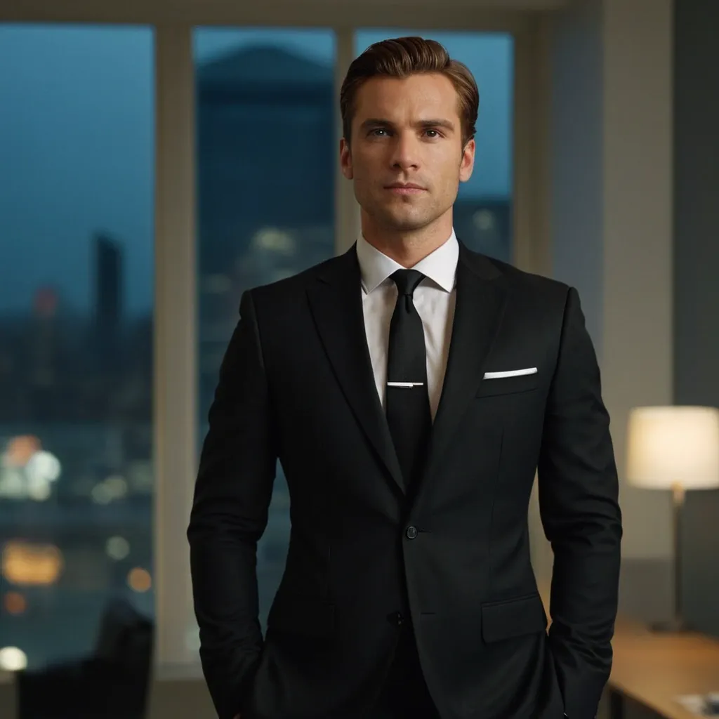 detailed photo of mens black suit