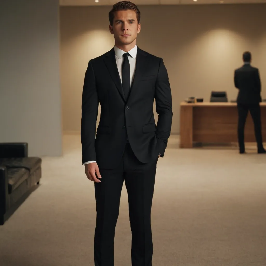 detailed photo of mens black suit