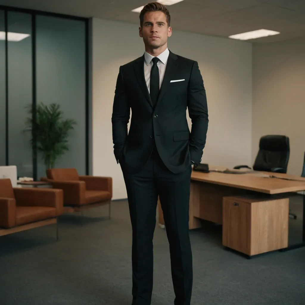 detailed photo of mens black suit