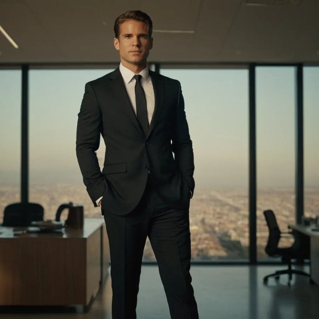 detailed photo of mens black suit