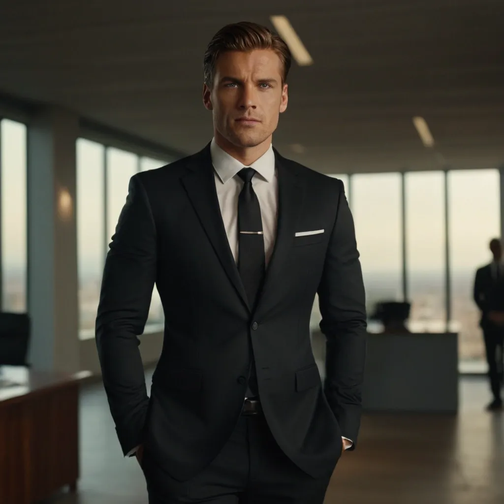 detailed photo of mens black suit