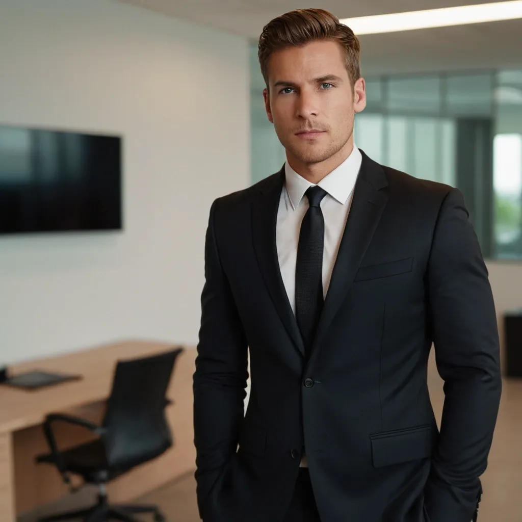 detailed photo of mens black suit