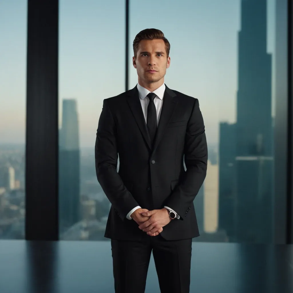 detailed photo of mens black suit