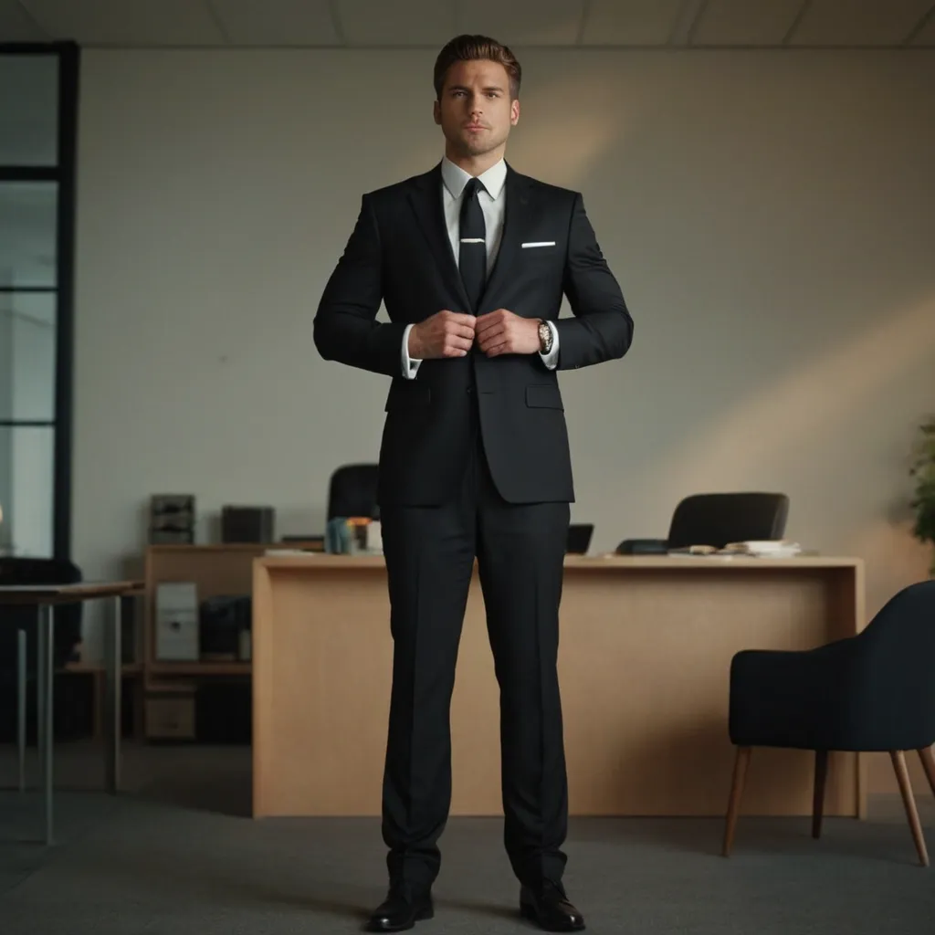 detailed photo of mens black suit