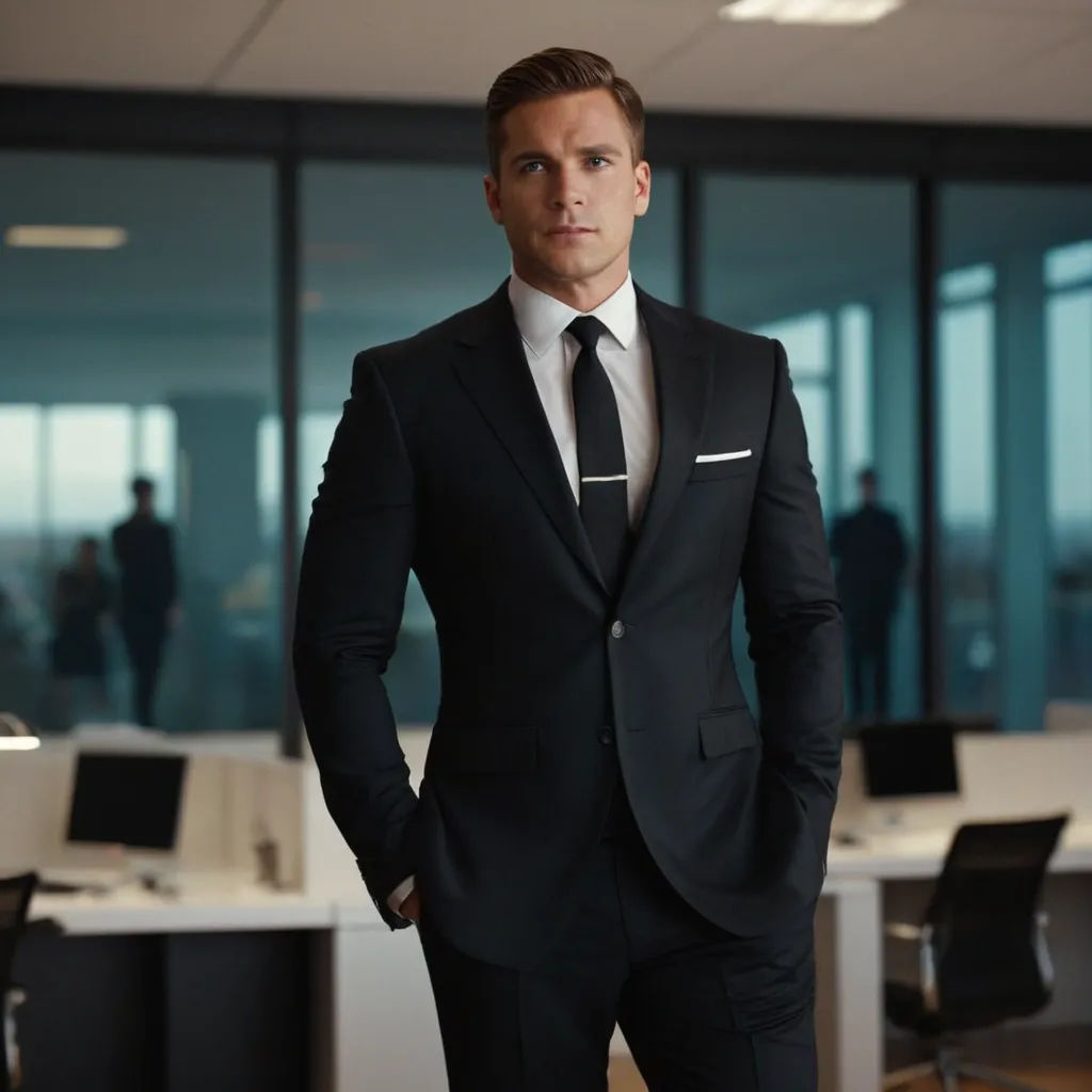 detailed photo of mens black suit