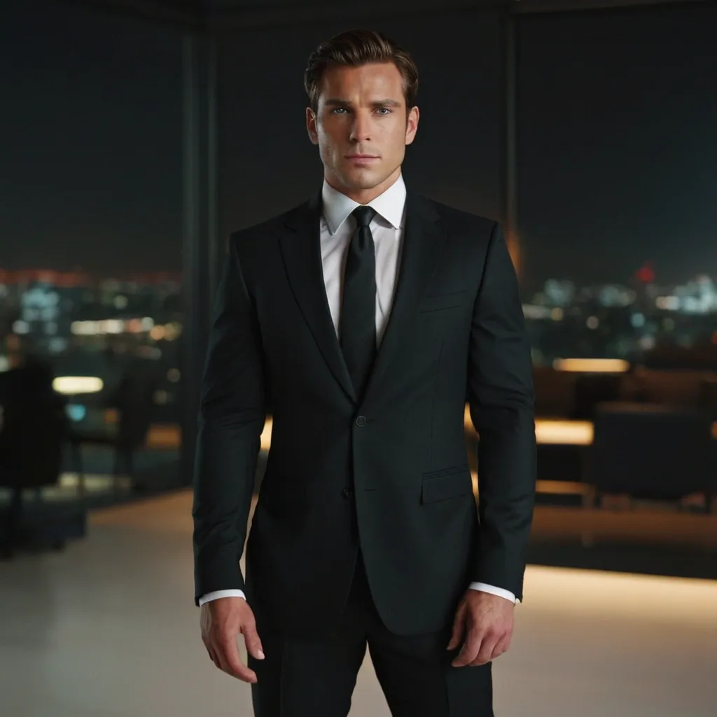 detailed photo of mens black suit