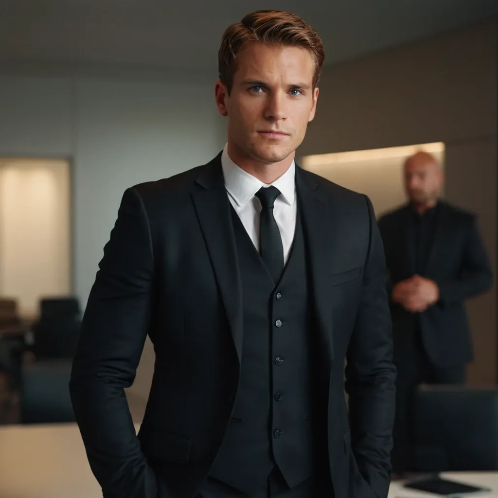 detailed photo of mens black suit