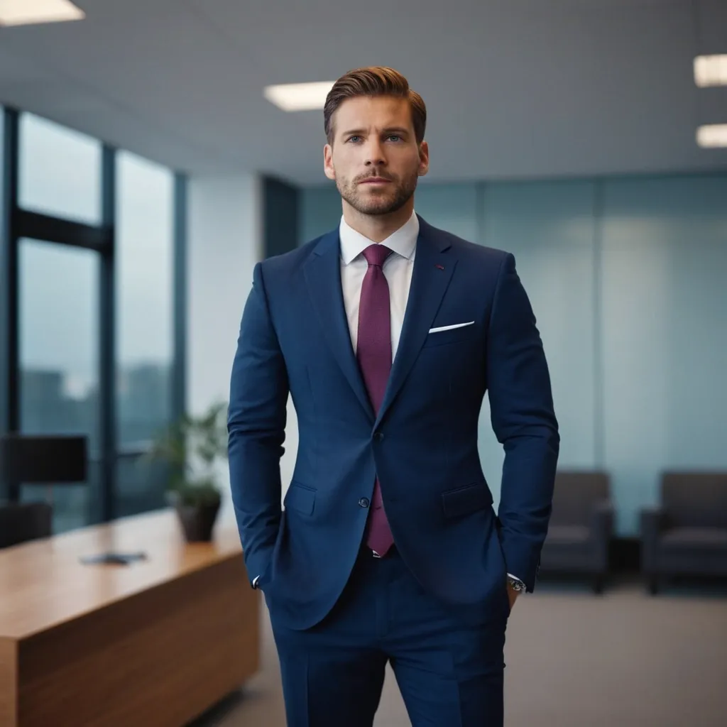 detailed photo of mens navy blue suit