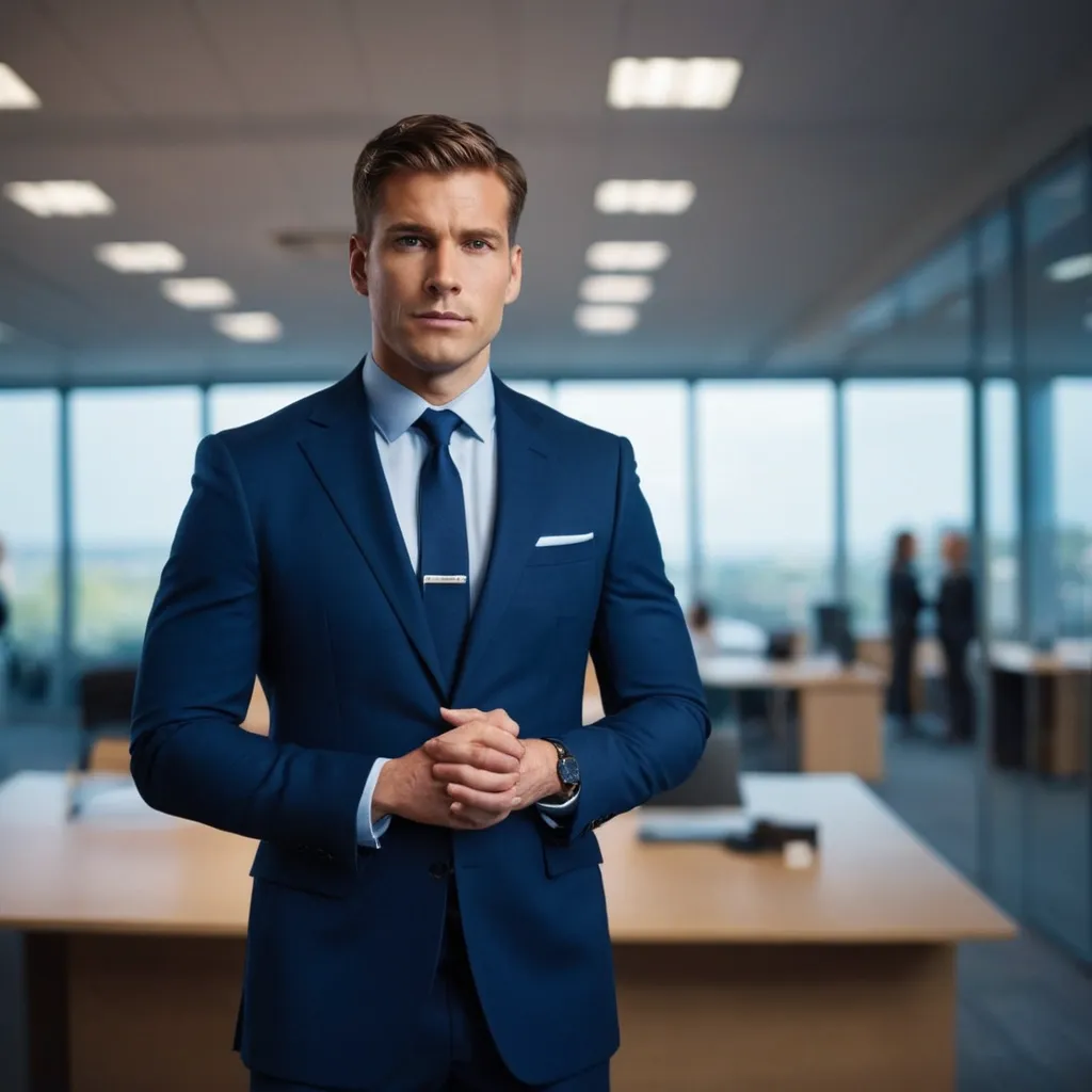 detailed photo of mens navy blue suit