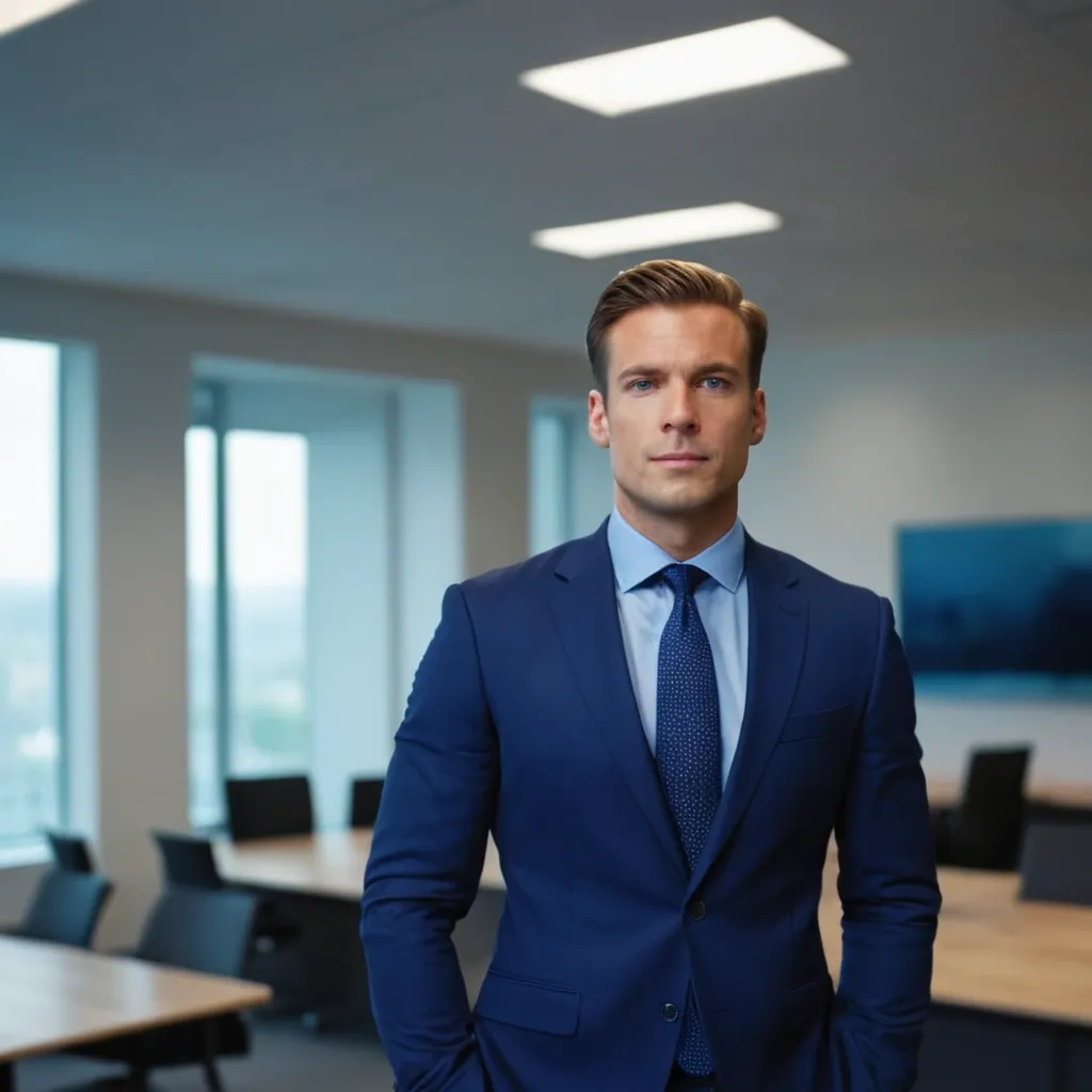 detailed photo of mens navy blue suit