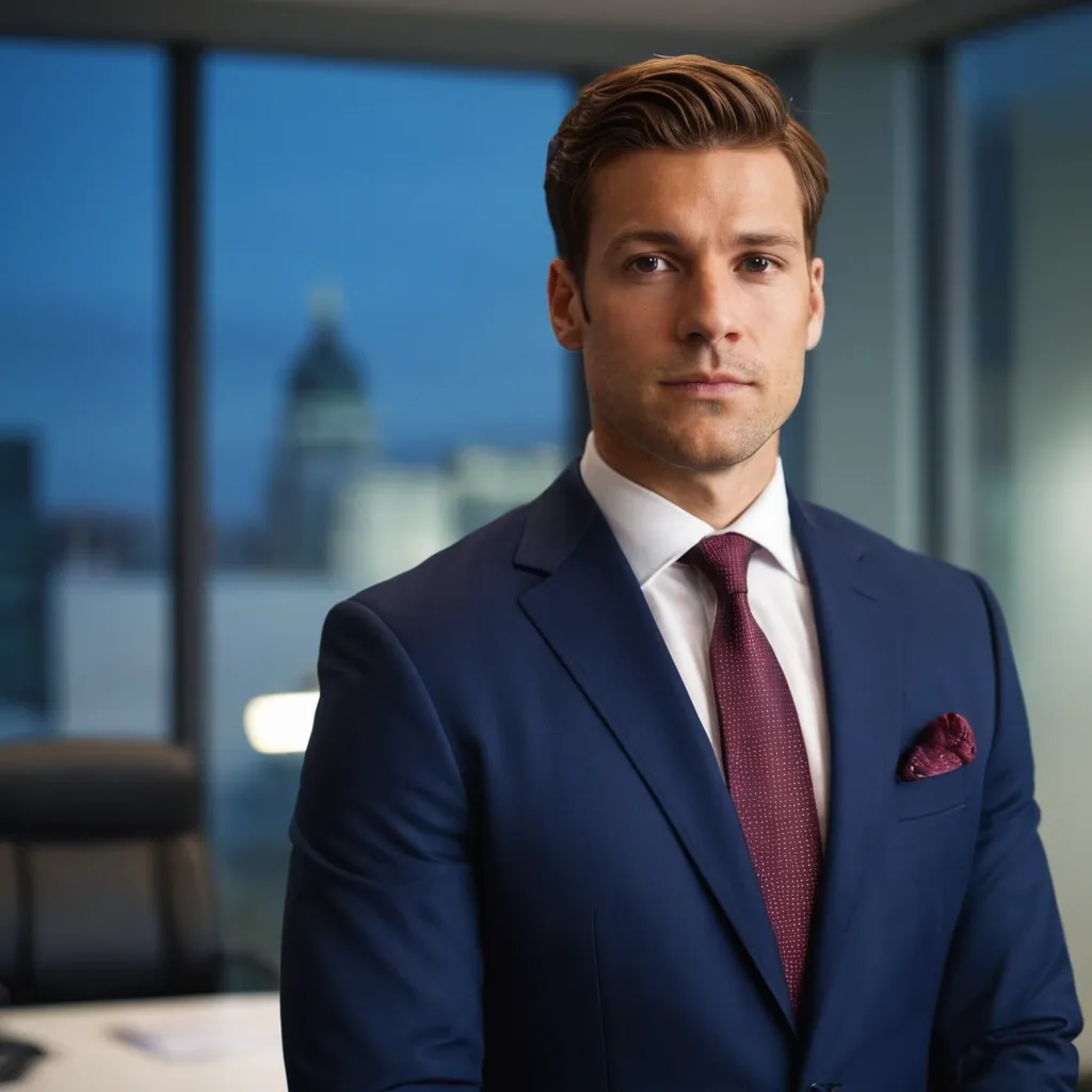 detailed photo of mens navy blue suit