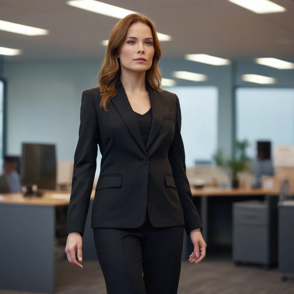 detailed photo of womens black suit