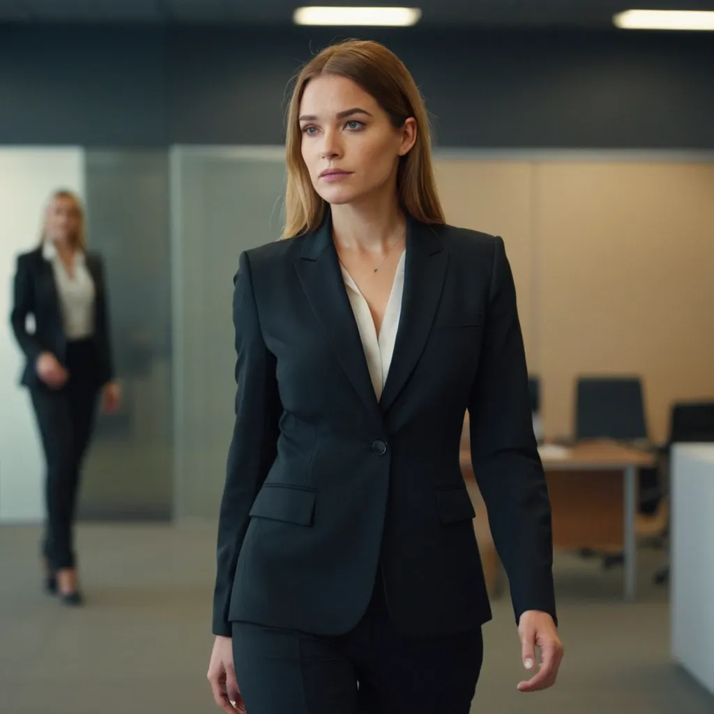 detailed photo of womens black suit