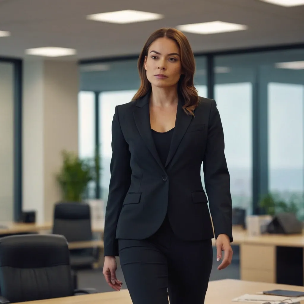 detailed photo of womens black suit