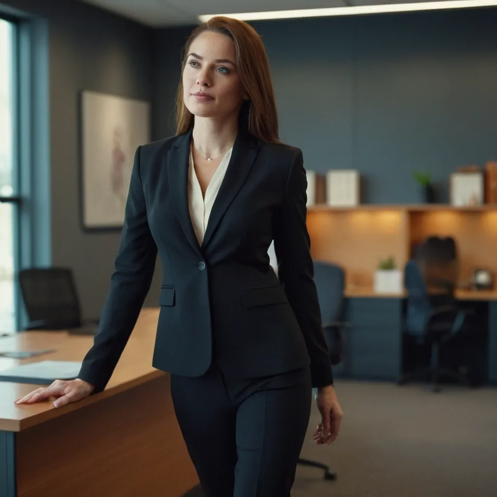 detailed photo of womens black suit